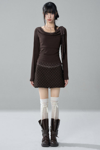 Gray Swing Collar Blouse