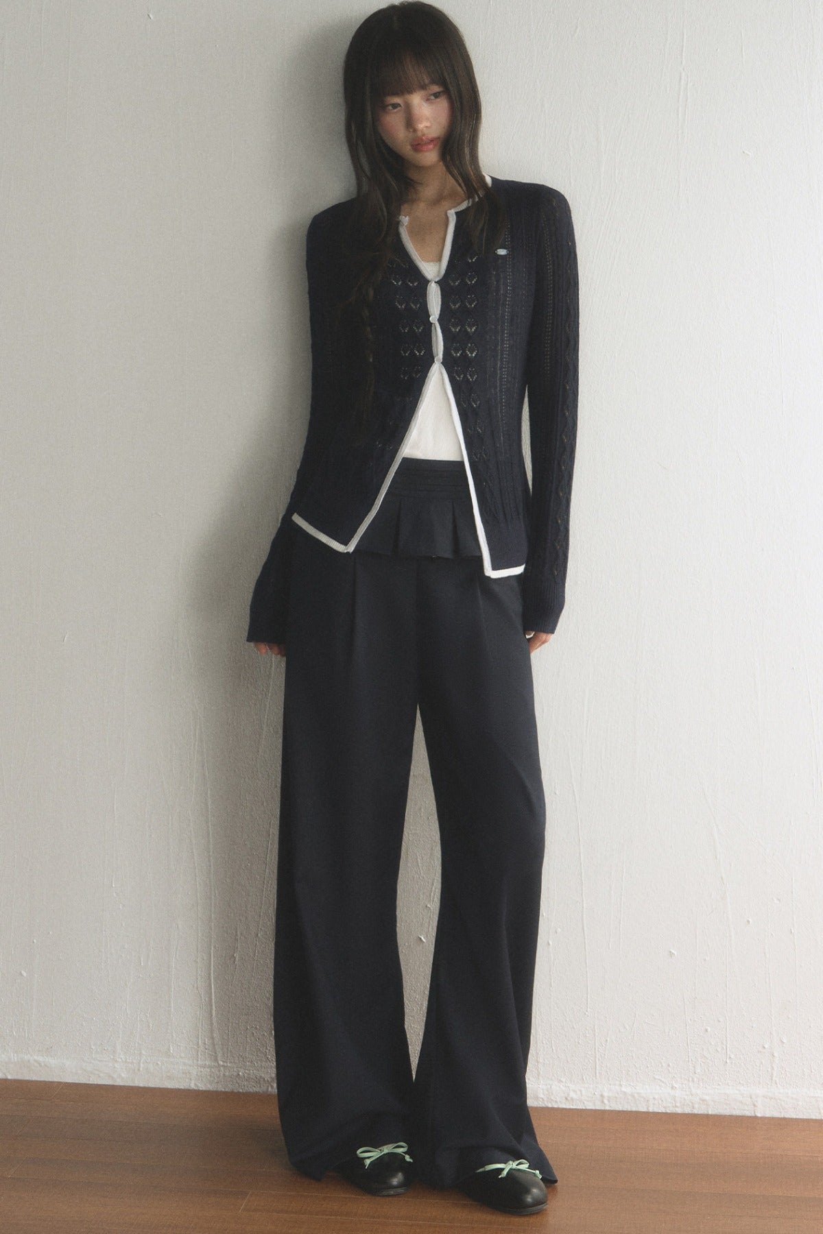 High-Waisted Pleated Straight-Leg Pants