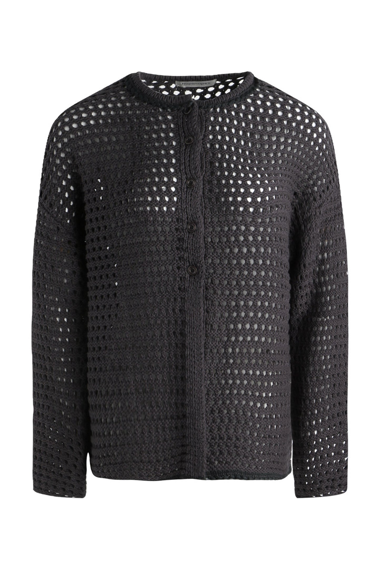 Solid Color Hollow Knit Cardigan