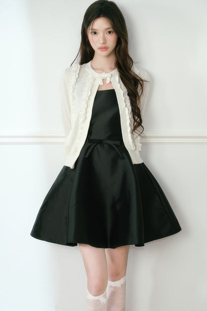 White Lace Trim Knit Cardigan