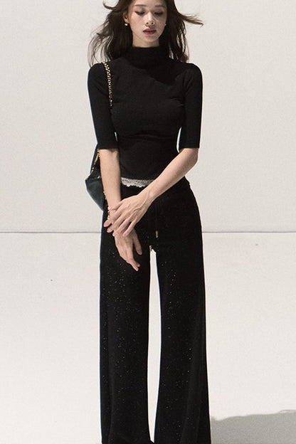 Wool Half-High Collar Knit Top