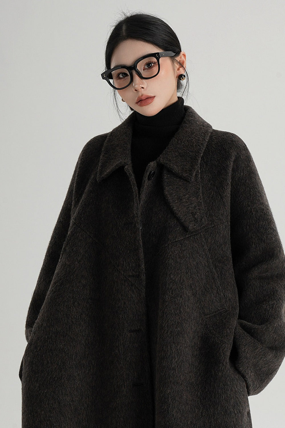 Mid-Length Armor Collar Wool Coat