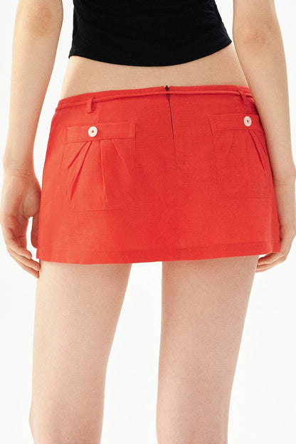 Vintage-Leinenrock mit niedriger Taille