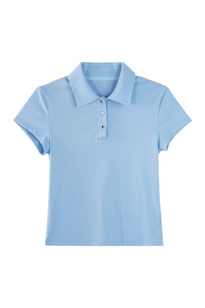 Blue Polo Collar T-Shirt