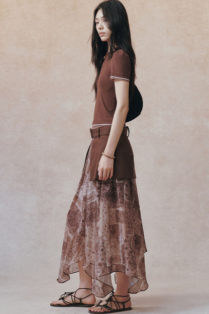 Double-Layer Patchwork Lace Trim T-Shirt