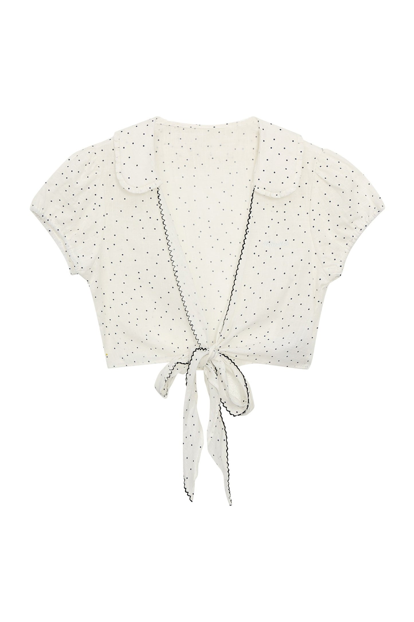 Polka Dot Bow Cardigan And Ruffle Skirt Set-Up