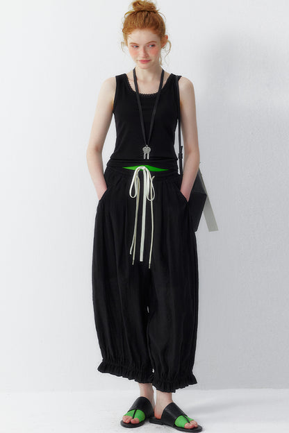 Lyocell Wide Leg Lantern Pants