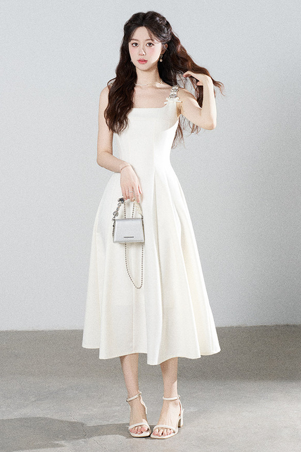 Elegant White Drapey Dress