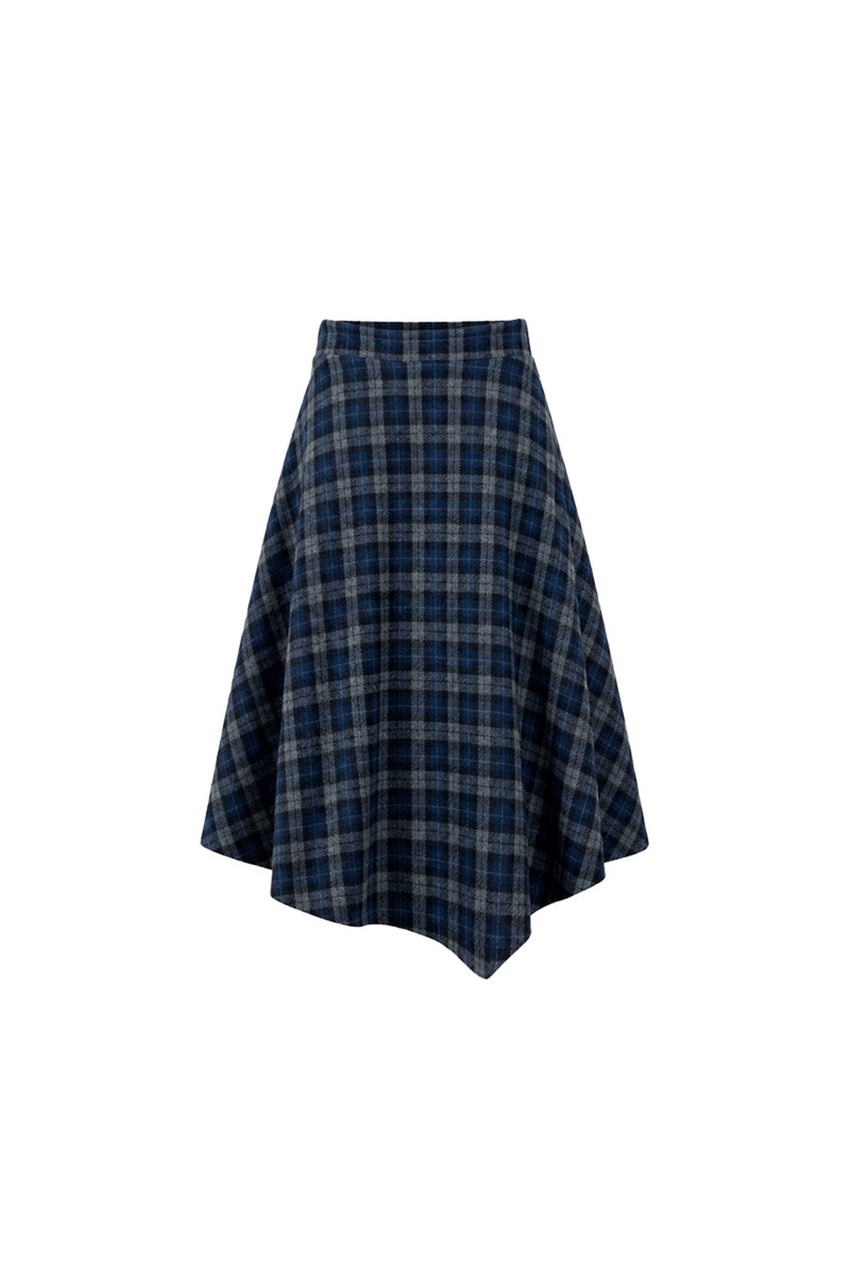 Navy Blue Plaid Jacket and Skirt Set-Up