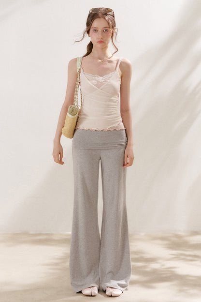 Wide Waist Straight Leg Knit Pants
