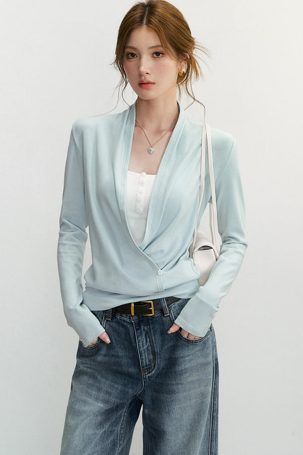 Cross V-Neck Knit Top and Camisole Set