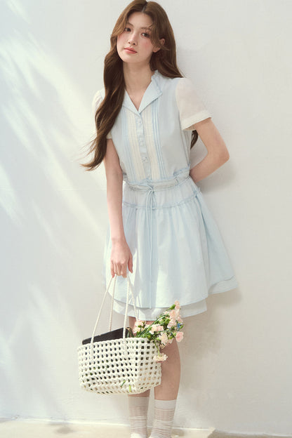 Sea Salt Blue Lyocell Shirt Dress