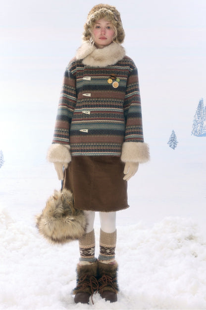 Brown Corduroy Mid-Length Skirt