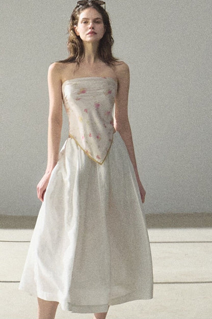 A-Line Lyocell Linen Midi Skirt