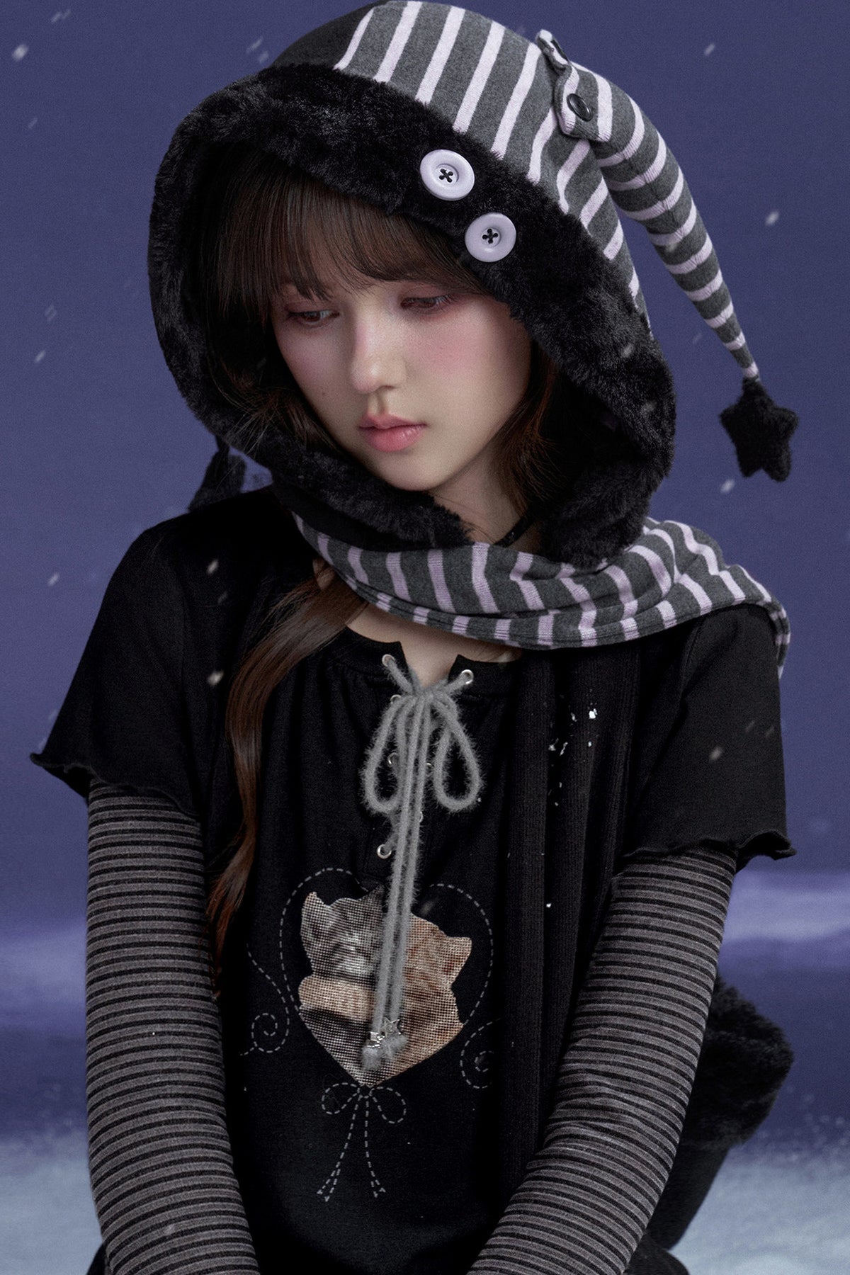 Black Striped Cat Sticker T-shirt