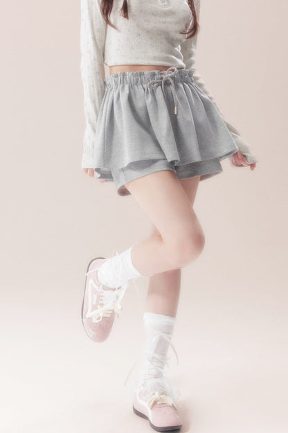 Drawstring Puffy Layered-Look Skirt