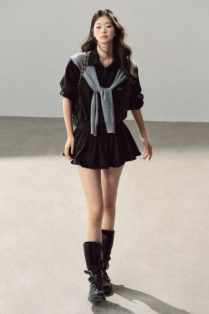 Night Whisper Shirt, Skirt Two-Piece and Jacket Set-Up