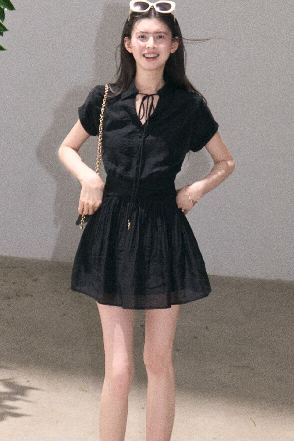 Lyocell Sheer Tie-Up Dress