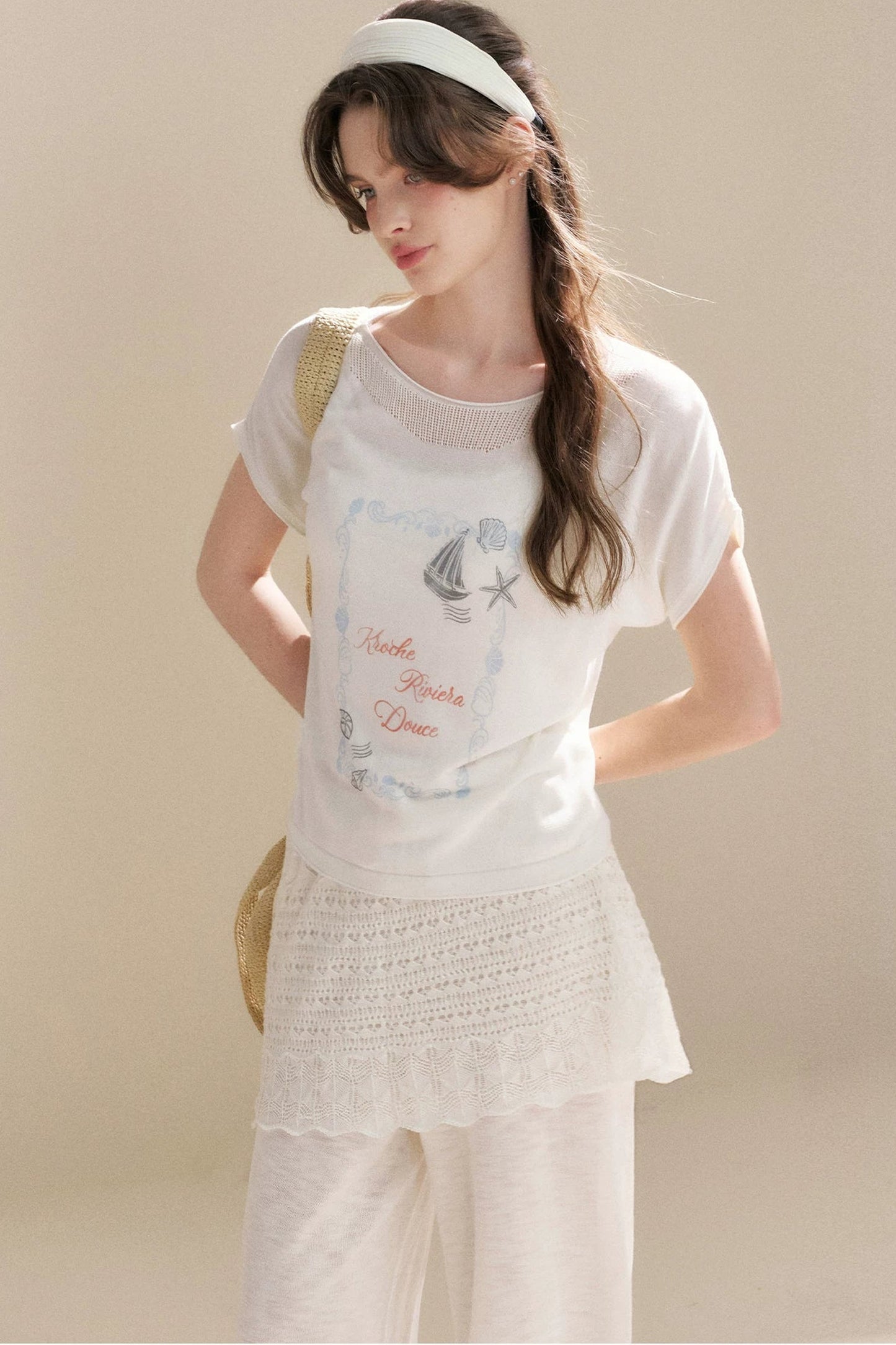 Hand-Painted Nautical Knit Top