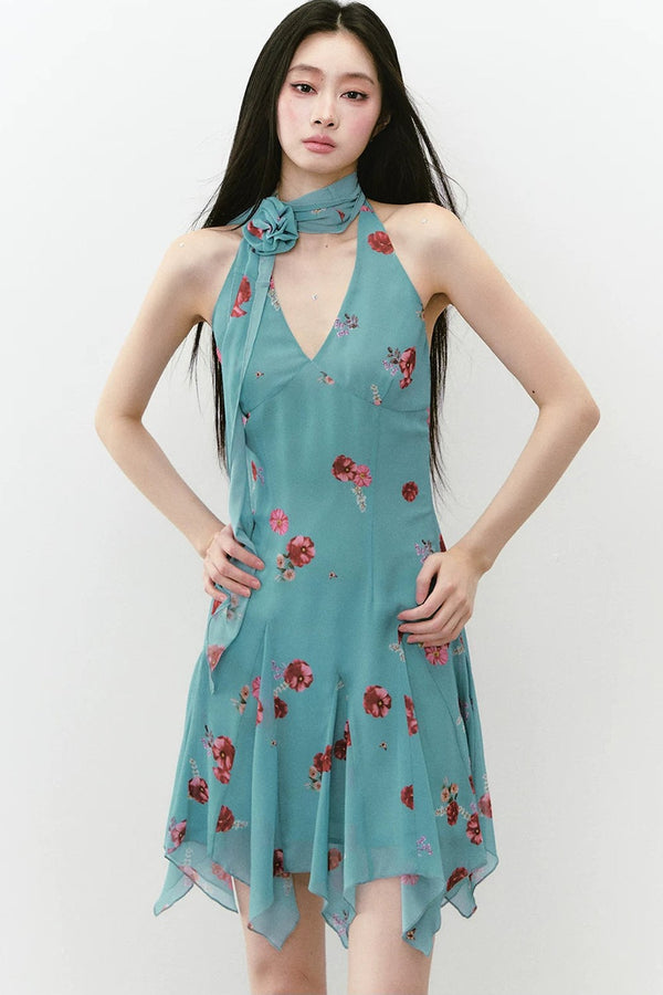 Floral Halter Neck Dress