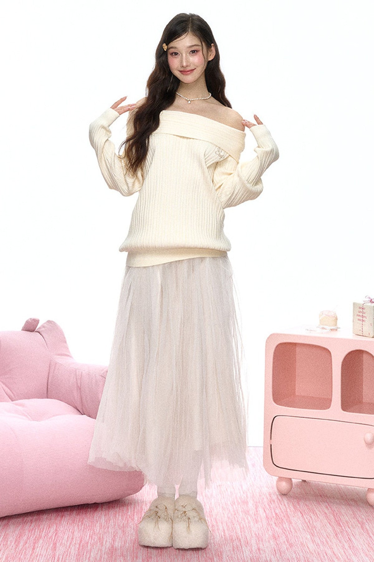 Multi-Layered Pleated Tulle Skirt