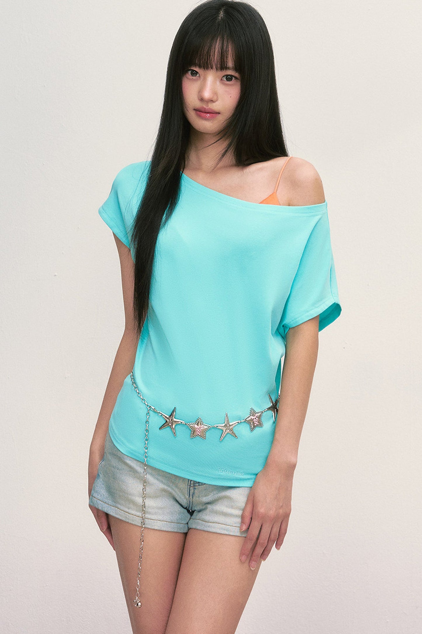 Lake Blue Off-Shoulder Top