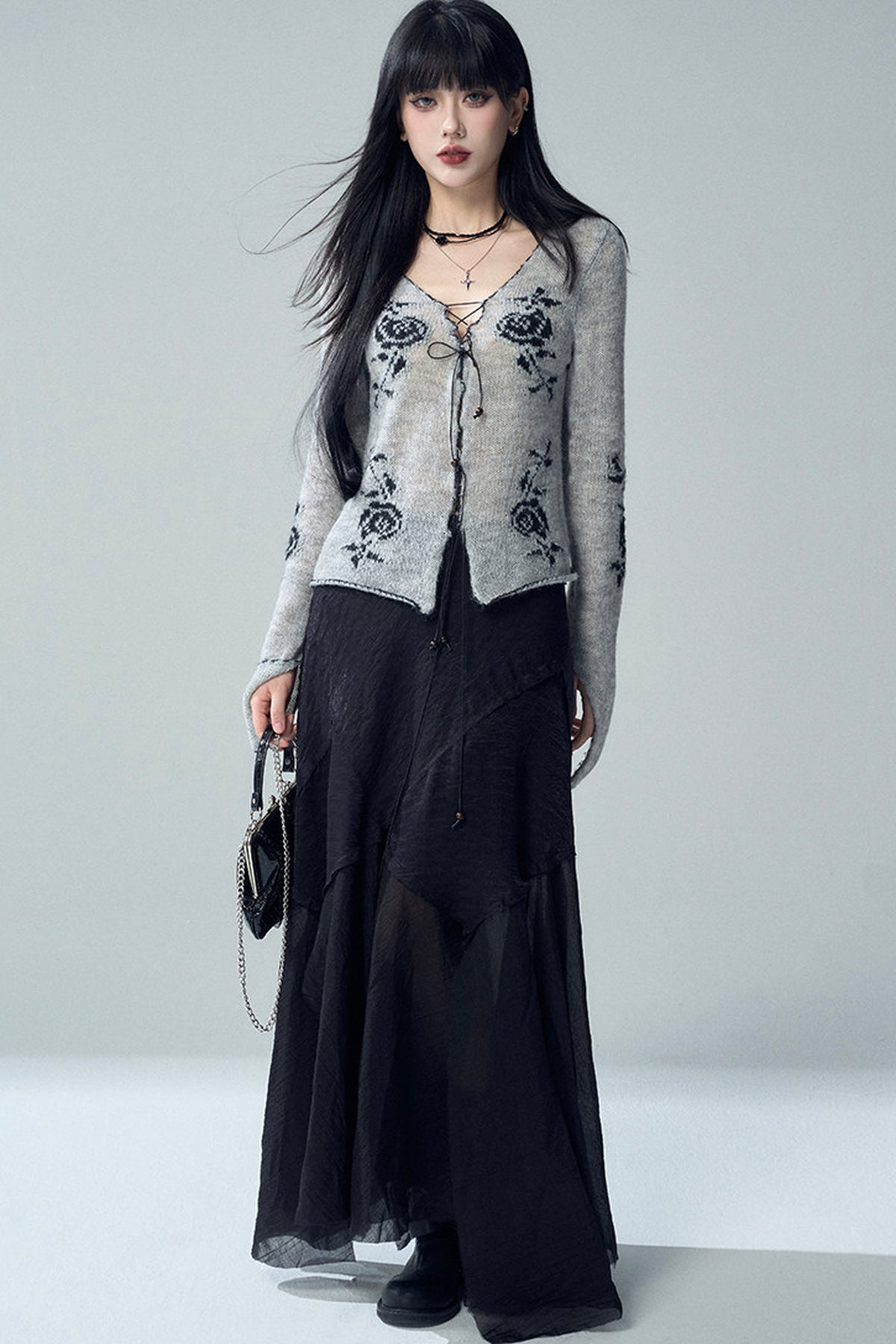 Black Asymmetrical Maxi Skirt