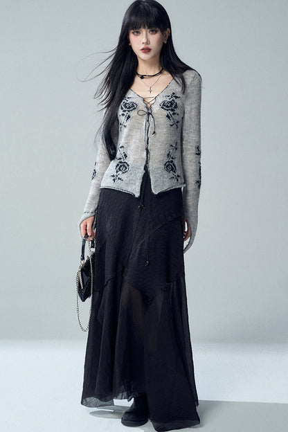 Black Asymmetrical Maxi Skirt