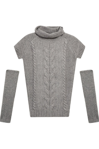 Turtleneck Cable Knit Top and Skirt Set-Up
