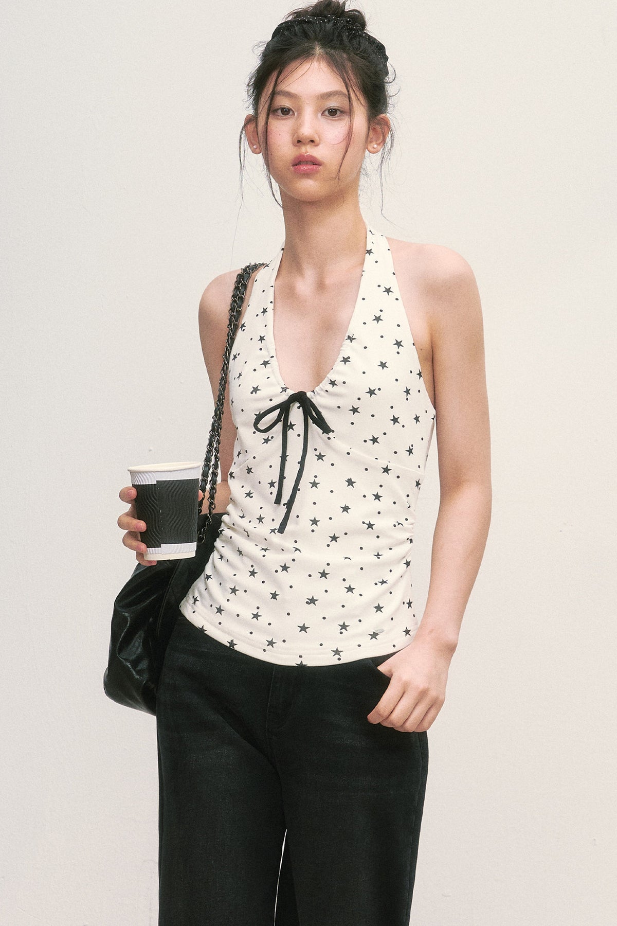 Top halter con estampado de estrellas
