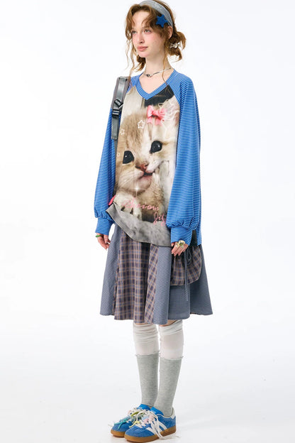 Retro Plaid Mid-Length Skirt