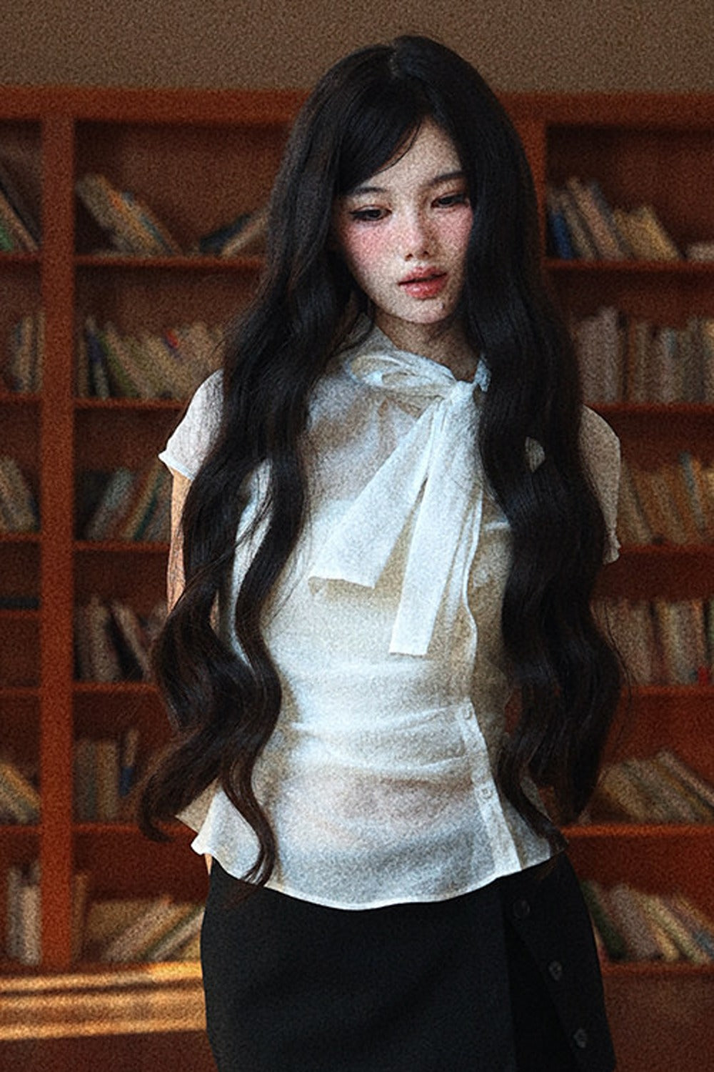 Slightly Sheer Waist-Cinching Cap Sleeve Shirt and Tube Top Set
