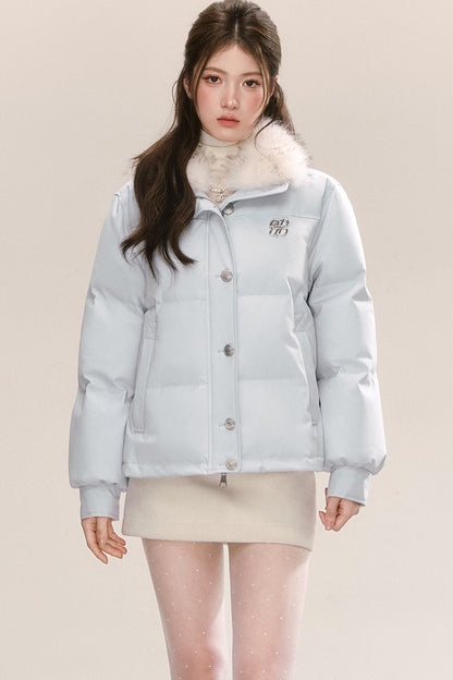 Blue 90% White Duck Down Puffer Jacket