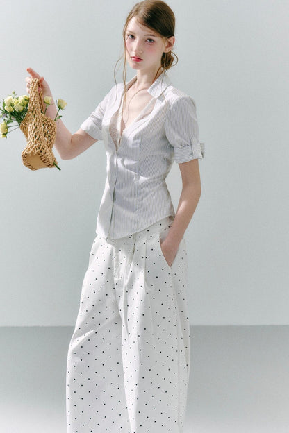 Lace Low Neck Two-Piece Blouse