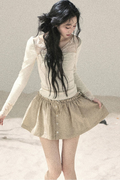 Long Sleeve Lace V-Neck Top