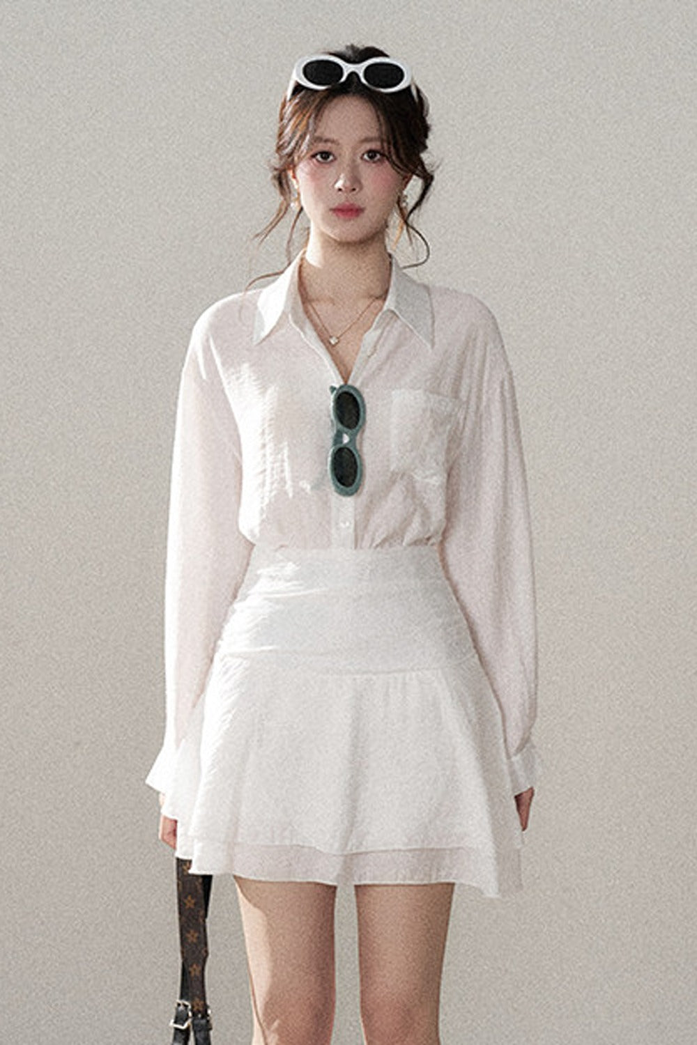 White Shirt and Skirt Set