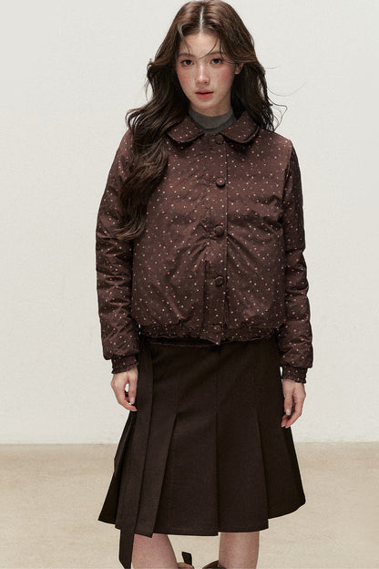 Wendbare Daunenjacke aus Cord mit Bubikragen