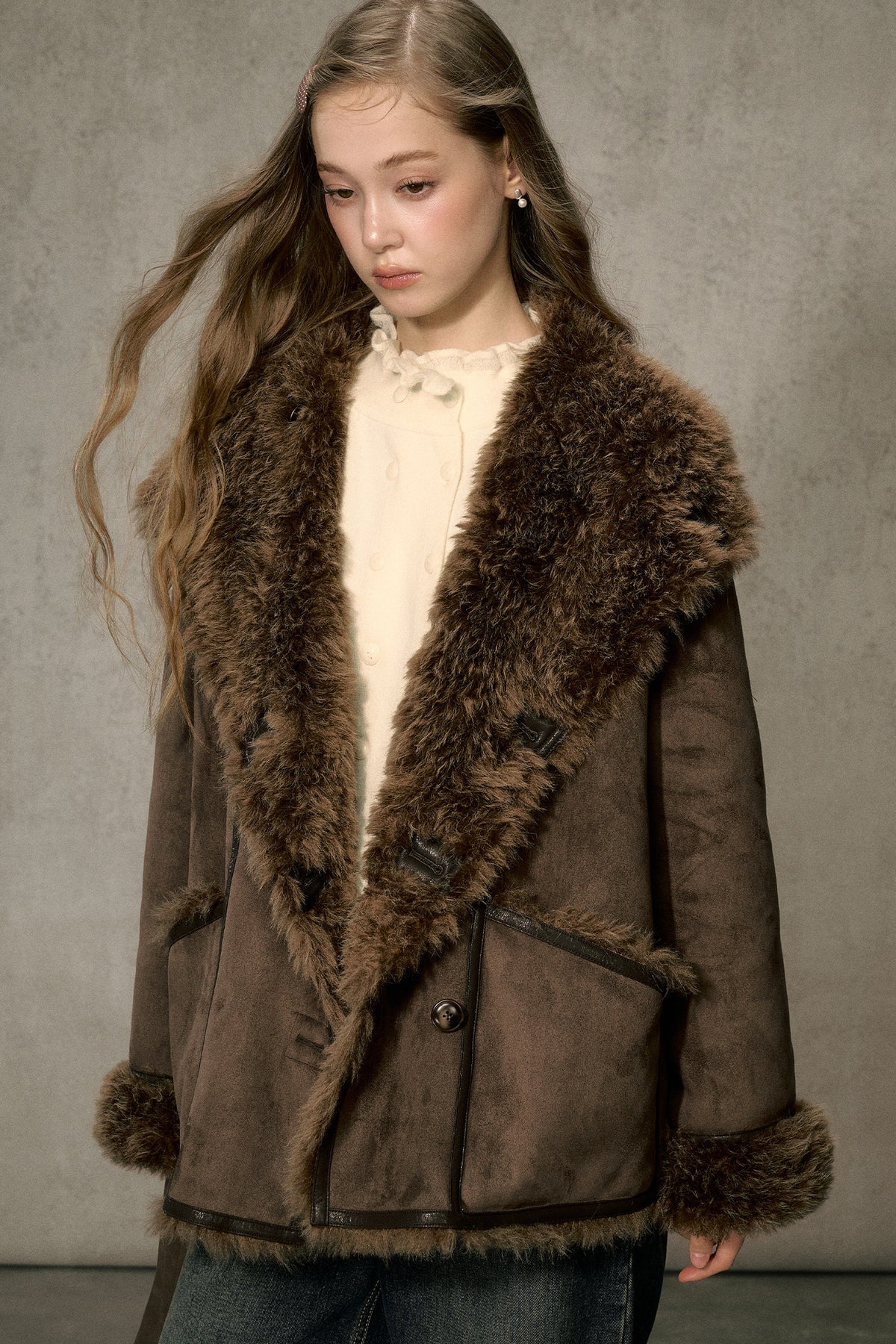 Reversible Faux Suede Fur Jacket