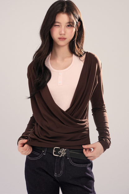 Layered-Look Long-Sleeve Top