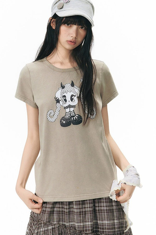 Blusa de efecto lavado con estampado vintage Spice Girl