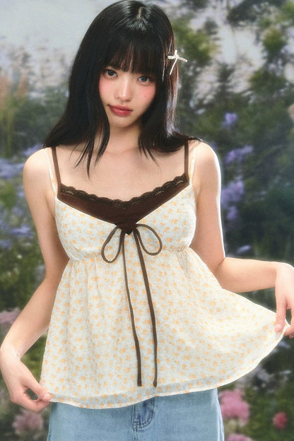 Retro Floral Camisole Top Set-Up