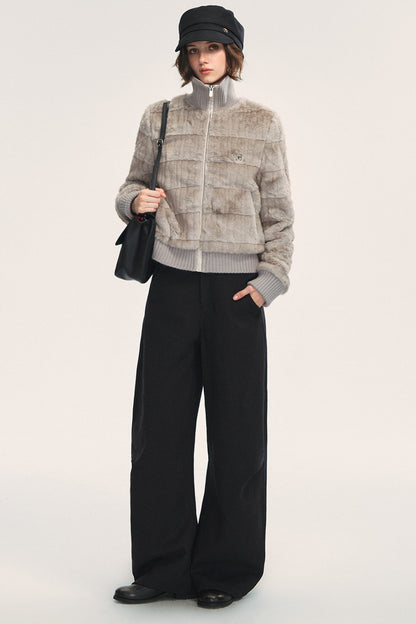 Stand Collar Eco-Friendly Fur Jacket