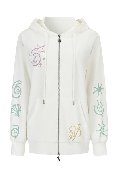 Waffle Knit Print Sweatshirt and Pants Set-Up