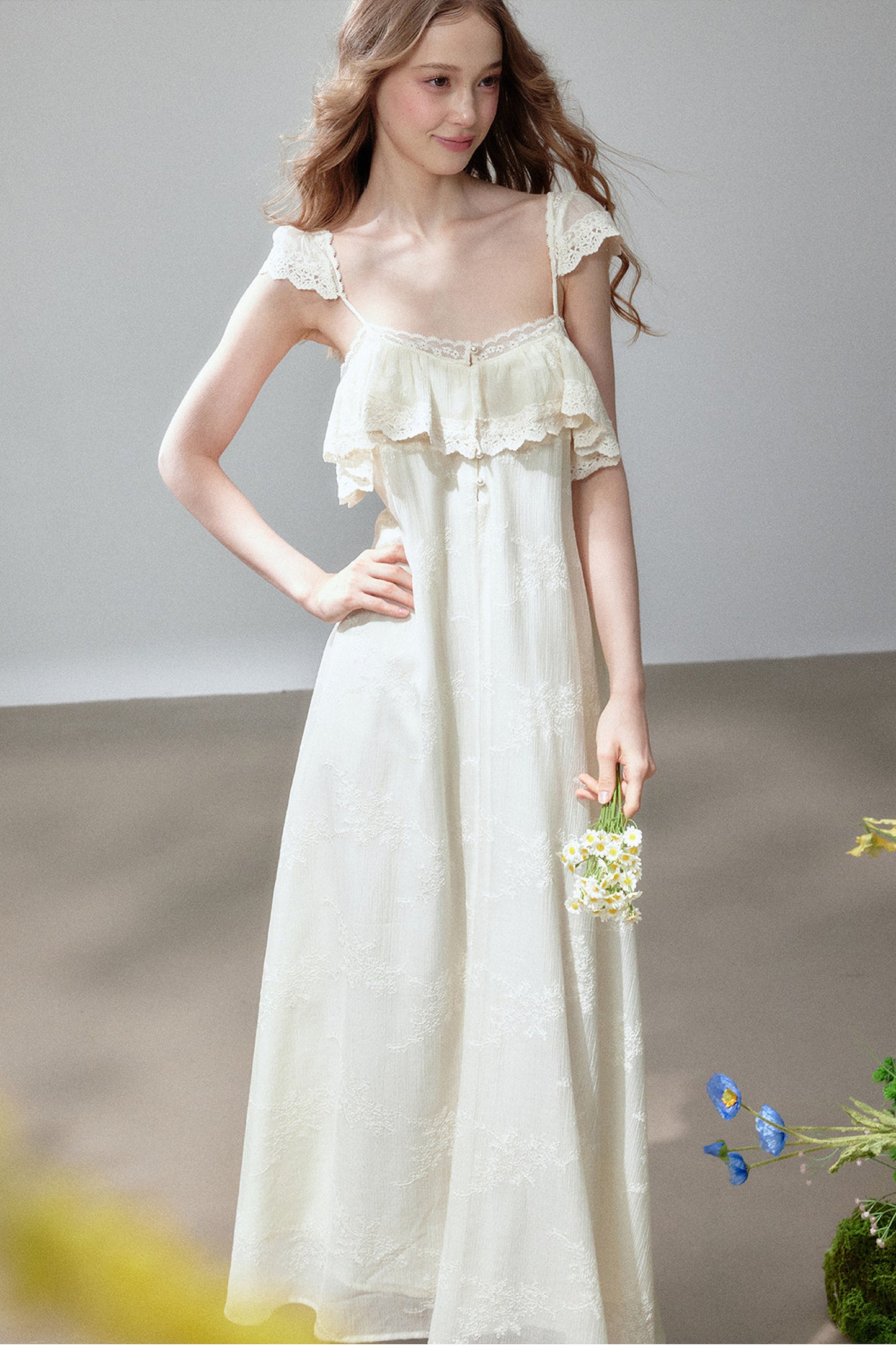 Lace Ruffle Vacation Dress