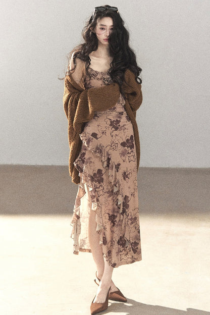 Vestido largo floral de tirantes finos