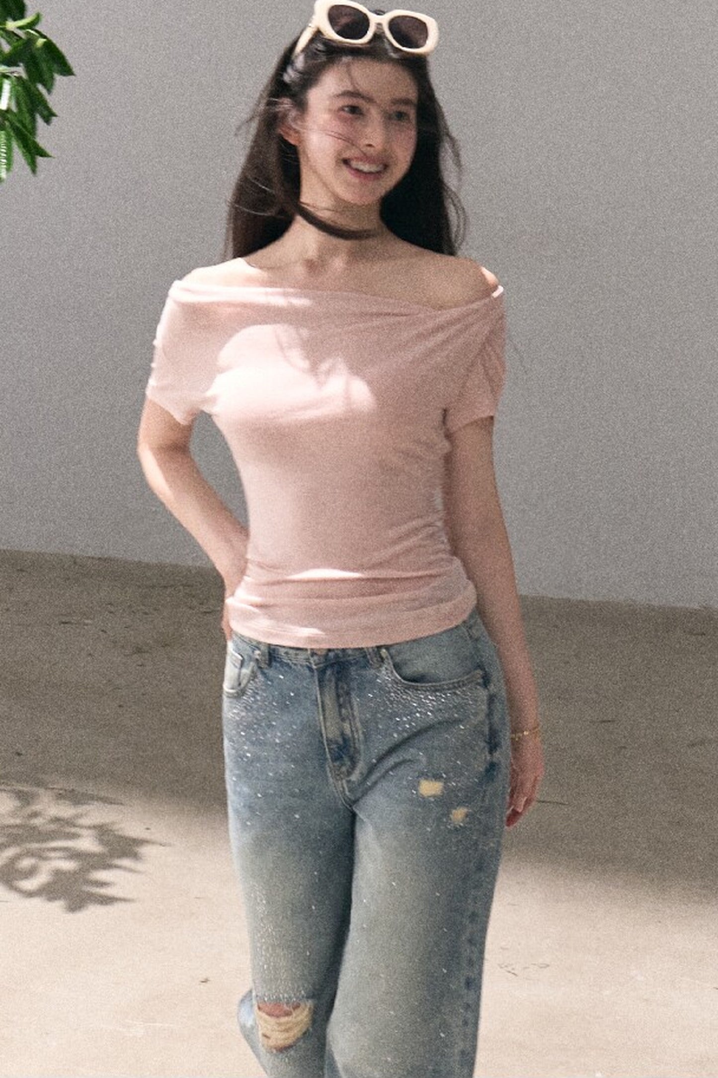 Lyocell Wool Twist-Neck Top