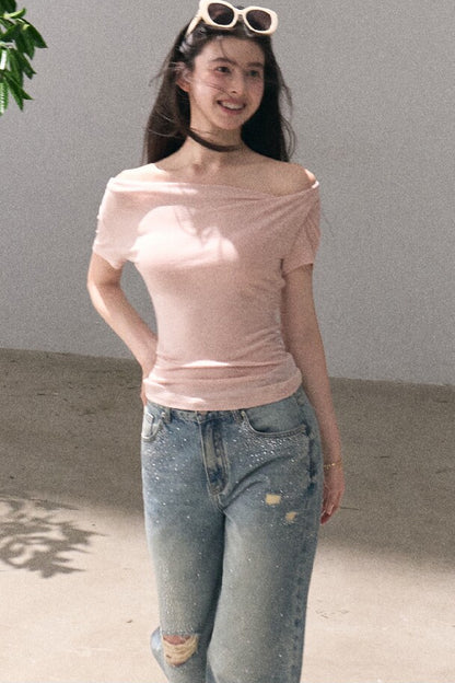 Lyocell Wool Twist-Neck Top