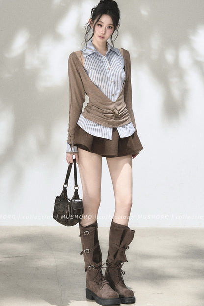 Elastic Waist A-Line Skirt
