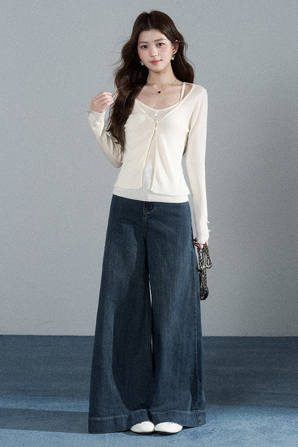 Red Layered-Look Knit Top