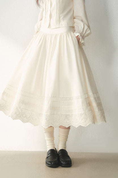 Ruffled Lyocell Shirt and Skirt Set-Up